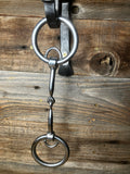 Locked ring curved smooth snaffle